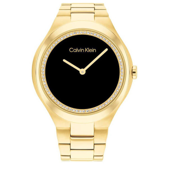 Calvin Klein Women's watch with gold bracelet and black dial