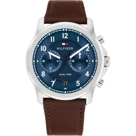 Tommy Hilfiger Leged Dual Time Brown Leather Strap