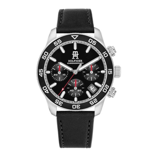 Tommy Hilfiger Sport men's watch with Black Leather Strap