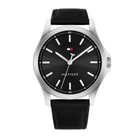 Tommy Hilfiger men's watch with black leather strap