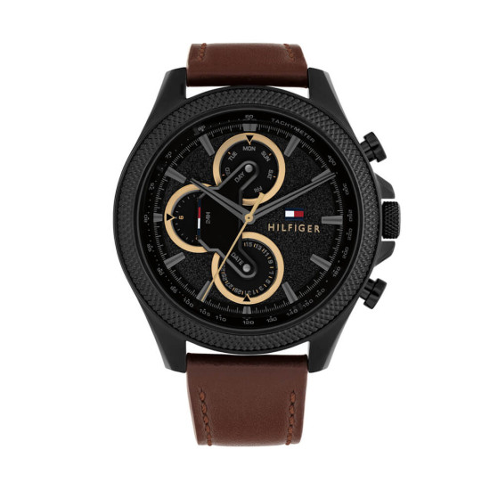 Tommy Hilfiger men's watch with brown leather strap