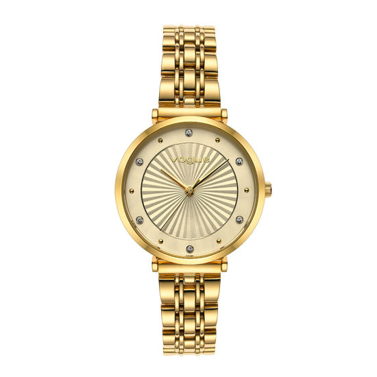 Vogue Bliss Crystals Watch with Gold Metal Bracelet