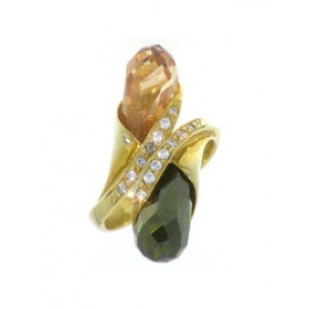 Yellow gold ring with stones k14