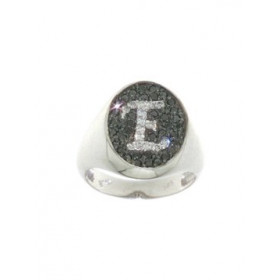 White gold sevalier ring with monogram and zircon κ14