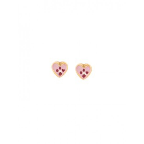 Gold children's earrings studded hearts