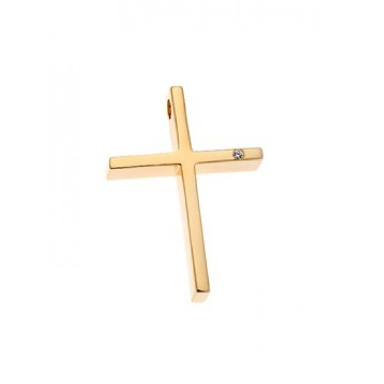 Yellow gold cross k14 with diamonds