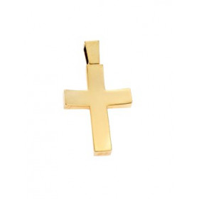 Solid cross in yellow gold k14 glaze.