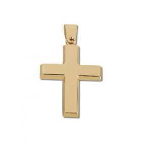 Solid cross in yellow gold k14 glaze