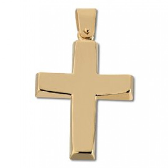 Solid cross in yellow gold k14