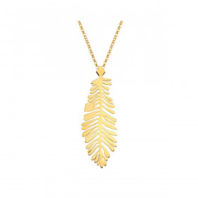 Women's gold plated Vogue chain necklace of the Solid series with feather